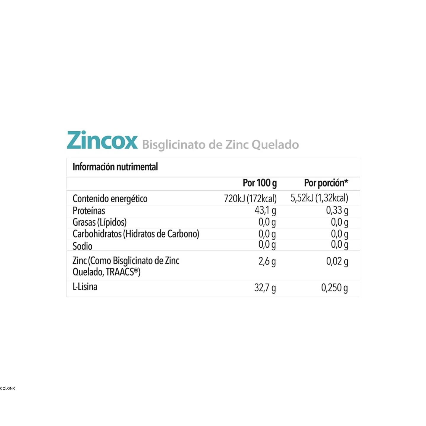 Zincox | Bisglicinato de Zinc Quelado