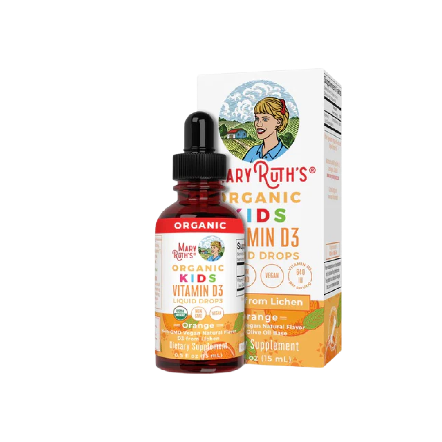Gotas líquidas orgánicas de vitamina D3 para niños / Kids Vitamin d3 Drops, Orang, org, 0.5 ozMARY RUTH'S