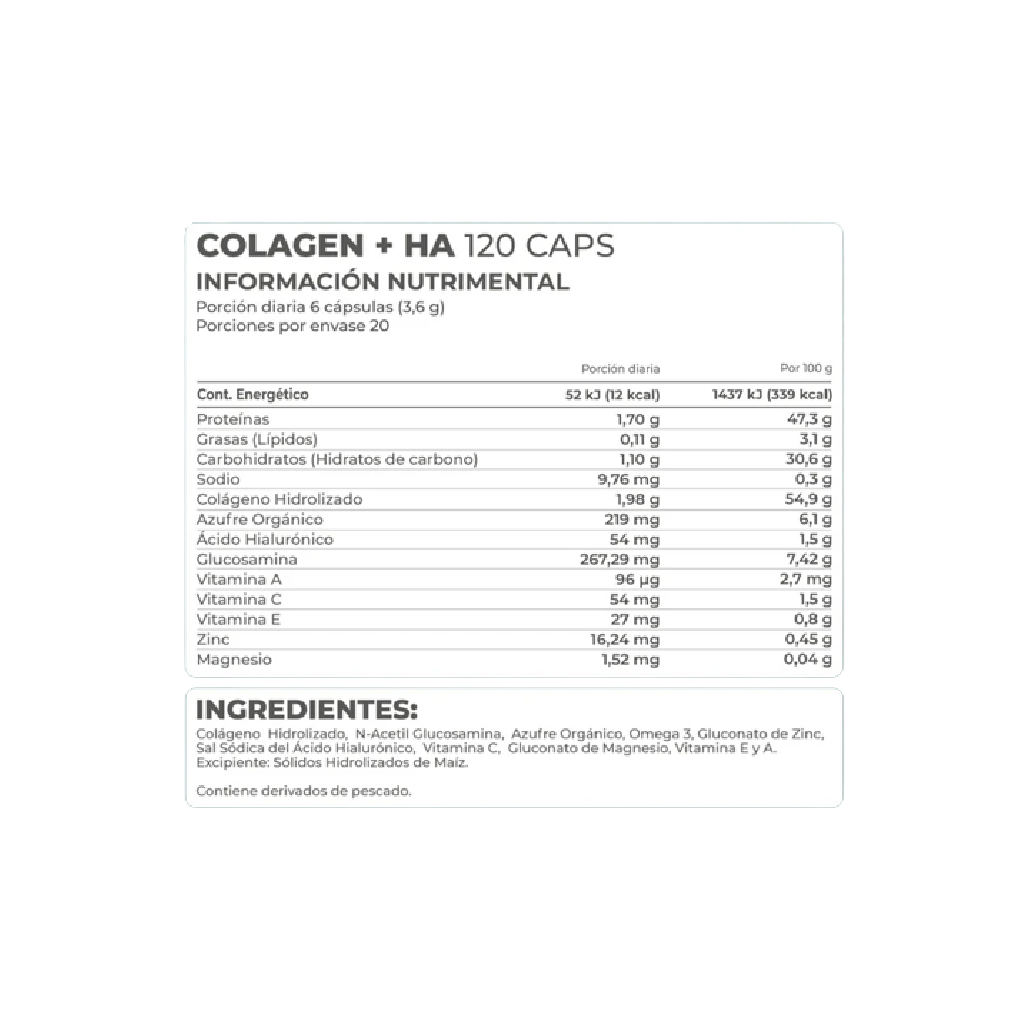 Colagen+HA 120 cápsulas - Pronat