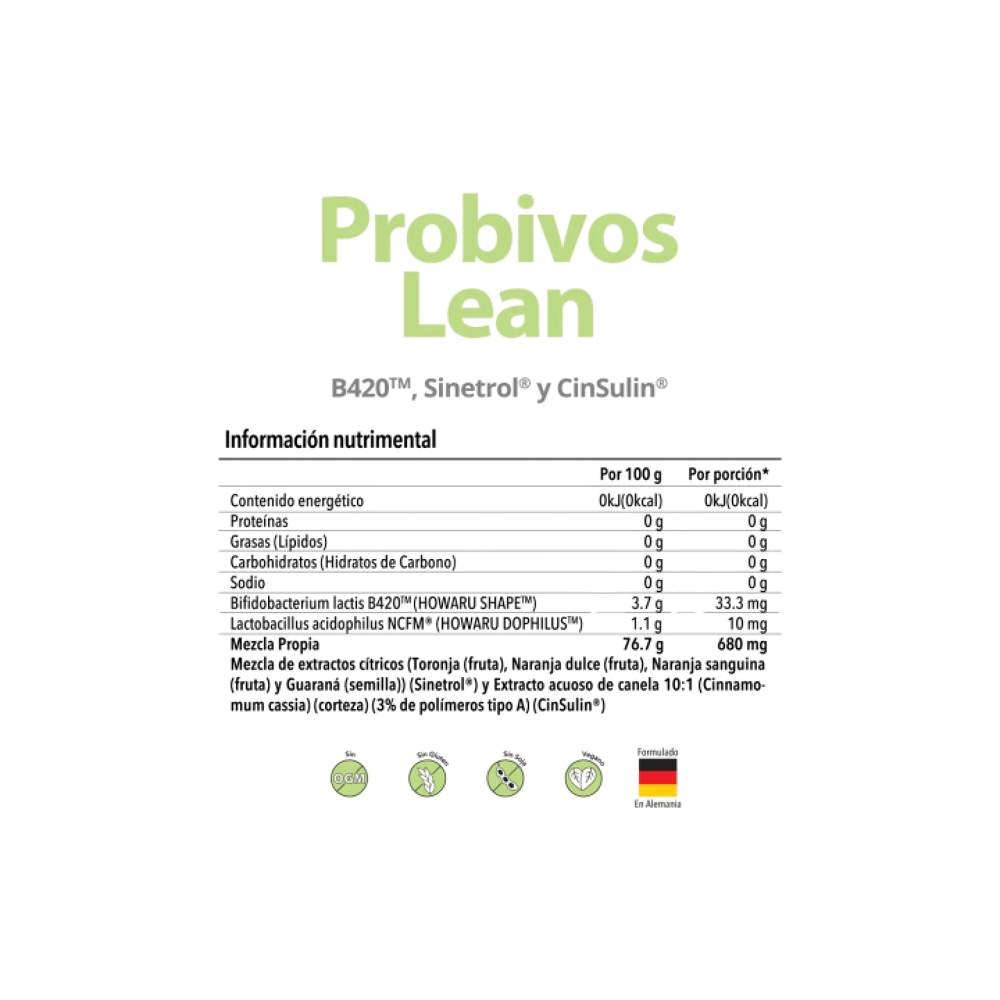 Probivos Lean | Probióticos Bifidobacterium Lactis con CinSulin® y Sinetrol®