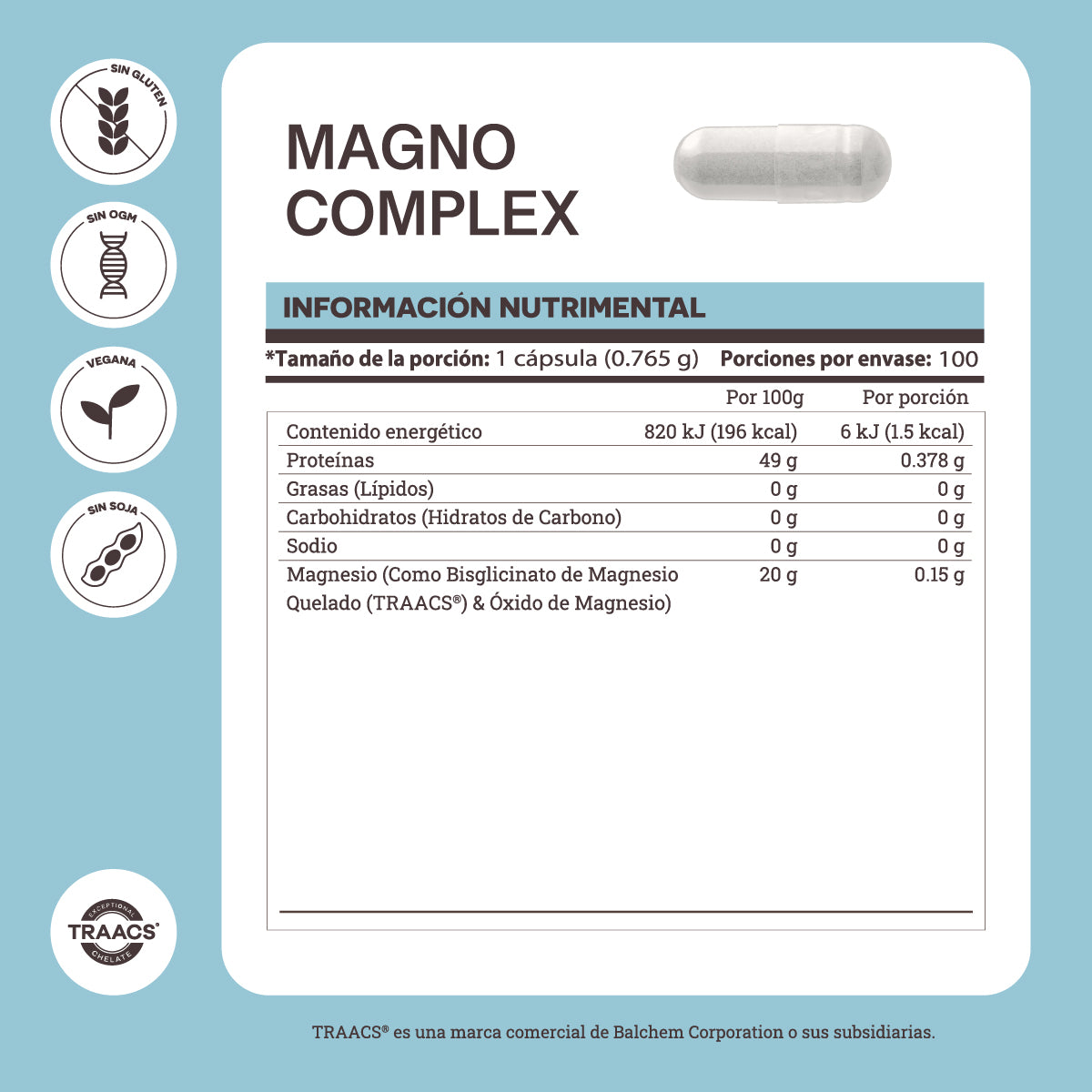 Magno-Complex - Bisglicinato de Magnesio Quelado