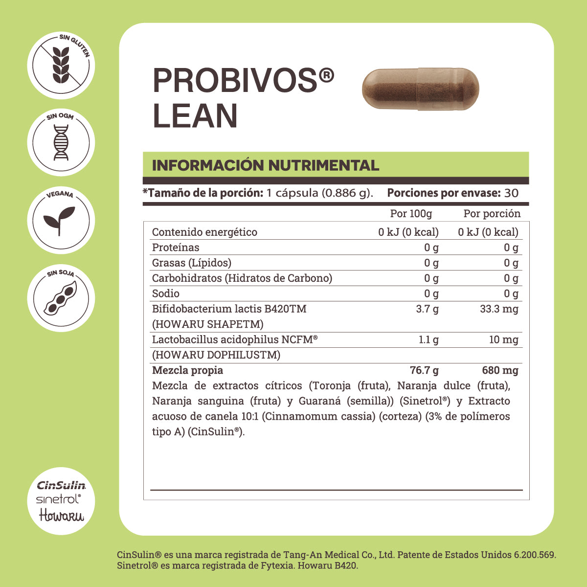 Probivos Lean | Probióticos Bifidobacterium Lactis con CinSulin® y Sinetrol®