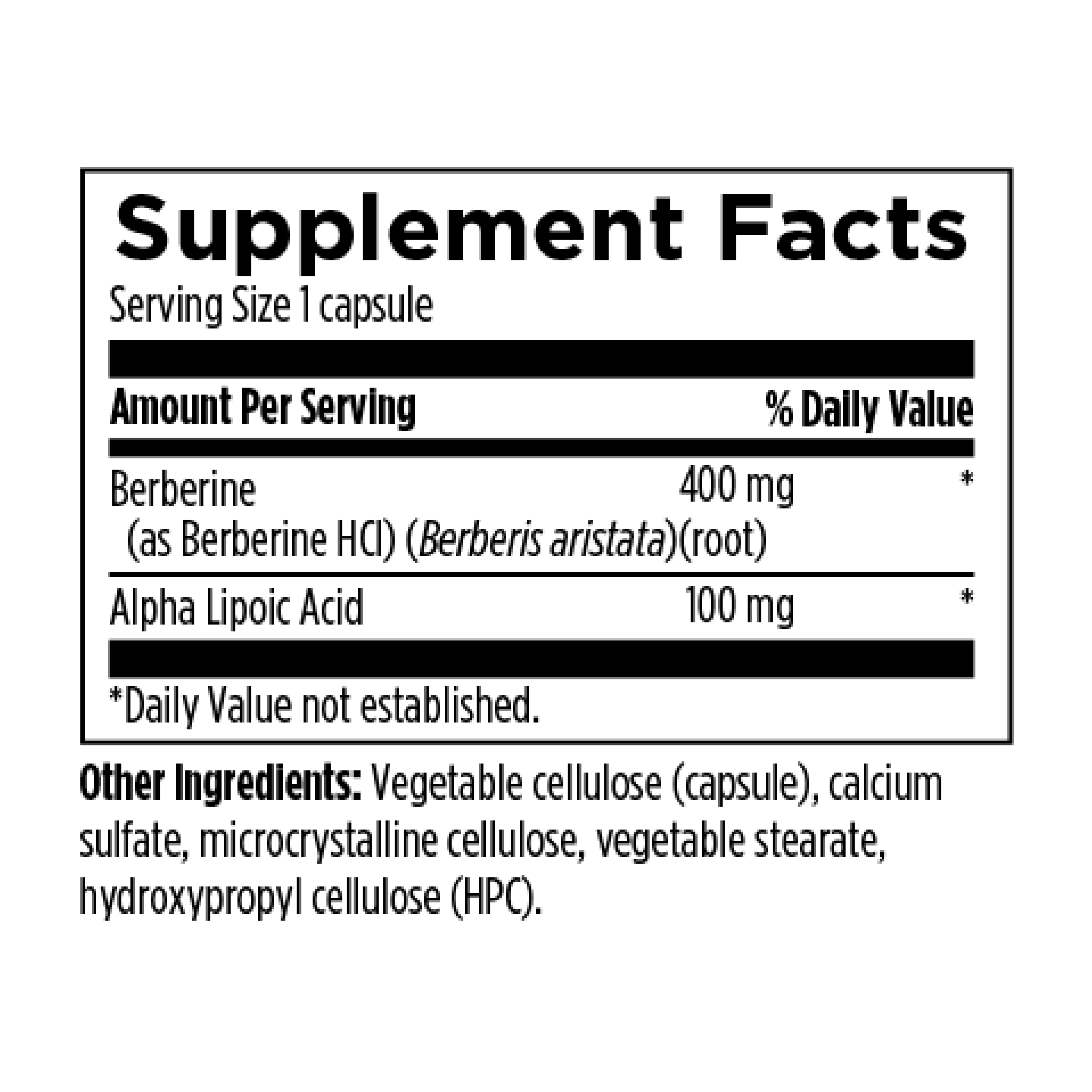 Berberine Synergy 400 mg + 100 mg ALA